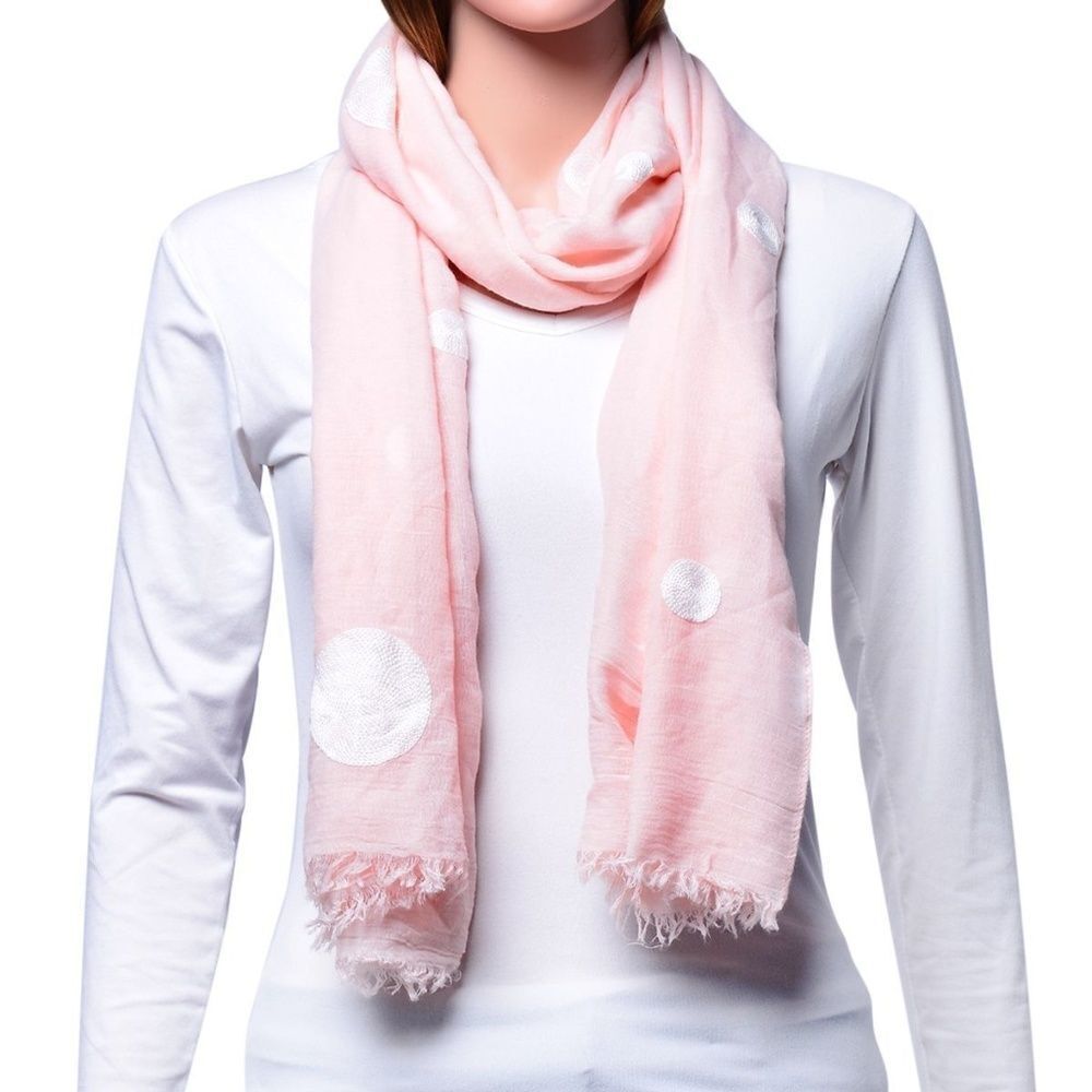 Scarf Wrap Circle Print Peach 3 For $30
